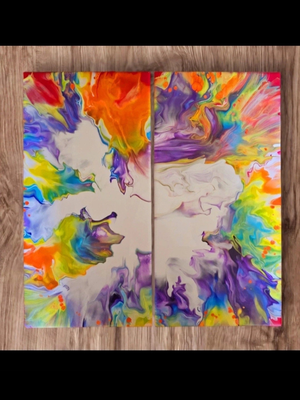Vibrant Multicolor Abstract Diptych Canvas Contemporary Home Art 2 12×24 Canvas